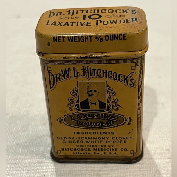 Vintage Other - Sold Antique camel colored rectangular “Dr. Hitchcock’s Laxative Powder” tin.